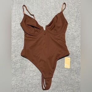 New Popilush Underwire Cups Deep V Bodysuit